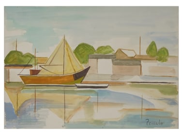 SPANISH WATERCOLOR PAINTING SIGNED JOAQUIN PEINADO