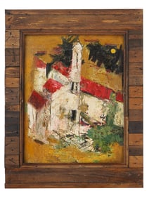 INDIAN SCHOOL OIL PAINTING SIGNED SAYED HAIDER RAZA