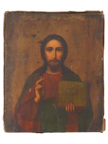 19TH CENTURY RUSSIAN ICON OF CHRIST PANTOCRATOR