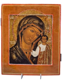 19TH CENTURY RUSSIAN MOTHER OF GOD KAZANSKAYA ICON