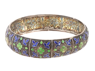 VINTAGE EASTERN CLOISONNE ENAMEL BANGLE BRACELET