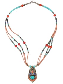 19TH TO 20TH C ASIAN MANNER CARVED STONES NECKLACE