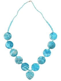 19TH TO 20TH C BEADED TURQUOISE STONE NECKLACE