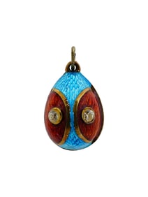 RUSSIAN GILT SILVER ENAMEL EGG PENDANT