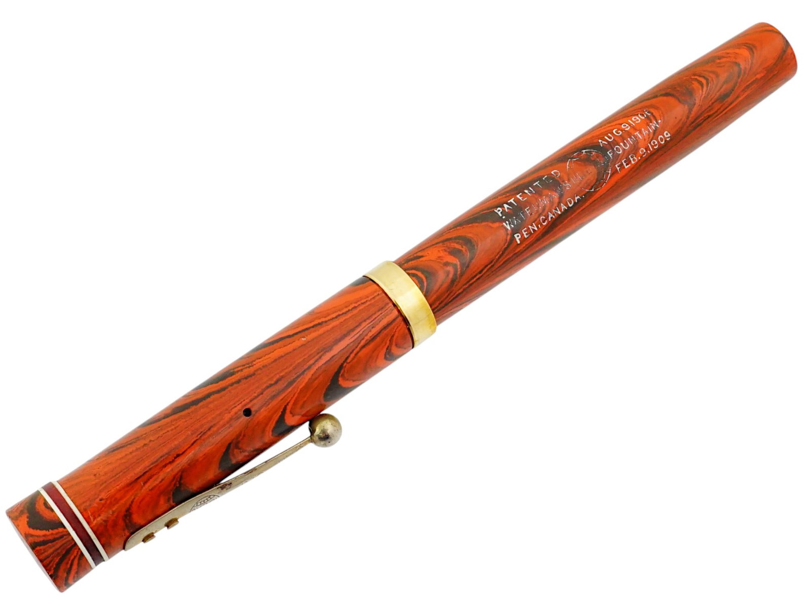 1920S WATERMAN IDEAL RED RIPPLE FOUNTAIN PEN (1 of 9)