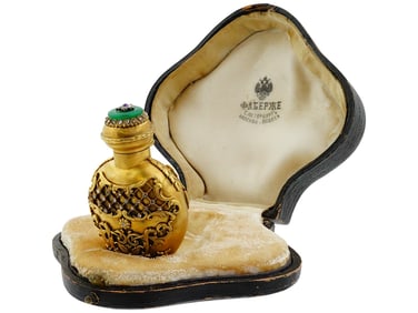 RUSSIAN 84 SILVER GEMSTONES PERFUME BOTTLE IN BOX
