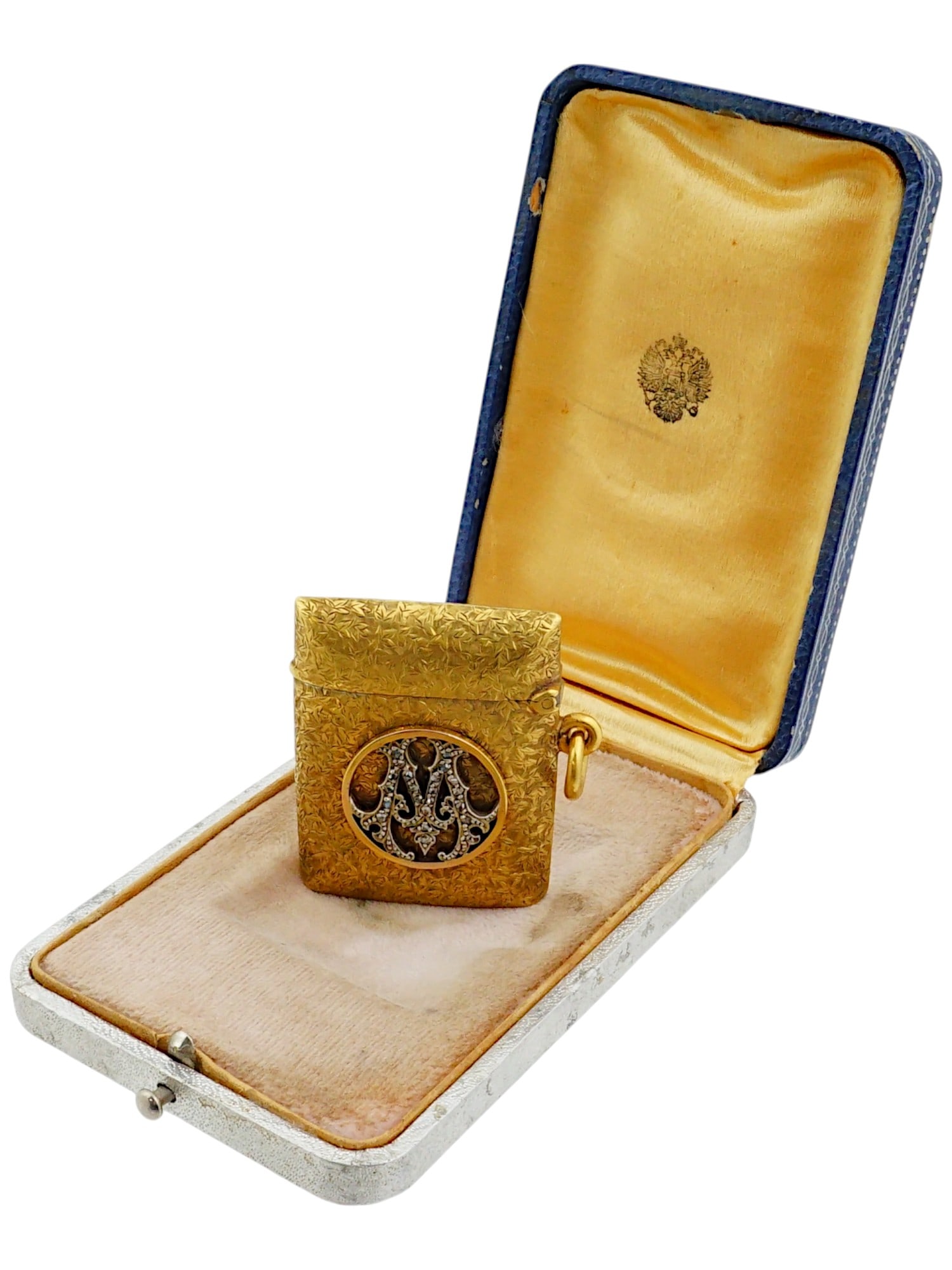 RUSSIAN IMPERIAL PORTRAIT SILVER MATCH BOX IN BOX (1 of 12)