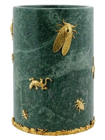 RUSSIAN GILT SILVER AND LISTWANITE VASE