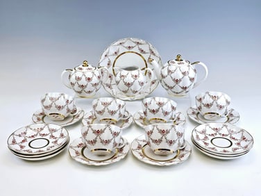 VINTAGE RUSSIAN SOVIET LOMONOSOV LFZ PORCELAIN TEA SET