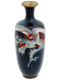 ANTIQUE MEIJI ERA JAPANESE CLOISONNE ENAMEL VASE