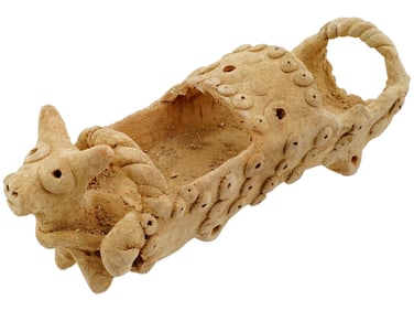 ANCIENT NEAR EASTERN POTTERY CLAY ANIMAL VESSEL