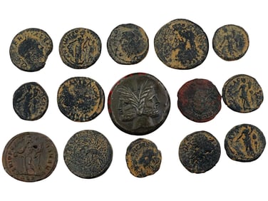 COLLECTION OF ANCIENT GREEK AND ROMAN BRONZE COINS