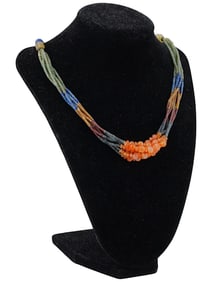 ANCIENT NEAR EASTERN MULTICOLOR STONE BEAD NECKLACE