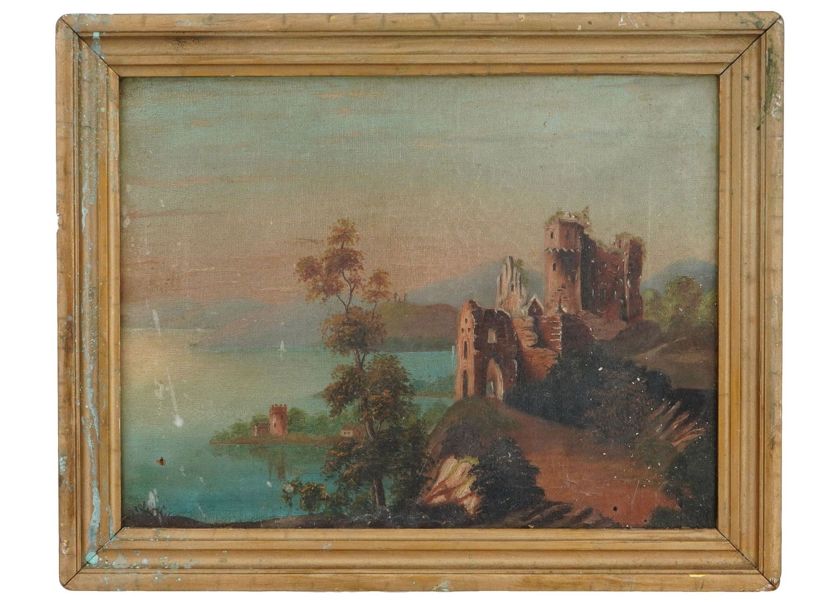 ANTIQUE LITHUANIAN CASTLE LANDSCAPE OIL PAINTING (1 of 4)
