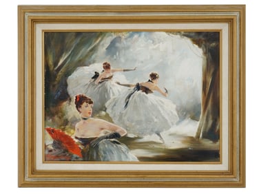 ATTR TO ALDO AFFURTUNATI OIL PAINTING OF BALLERINAS