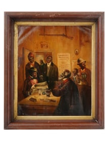 ANTIQUE AMERICAN SCHOOL BLACK AMERICANA PAINTING