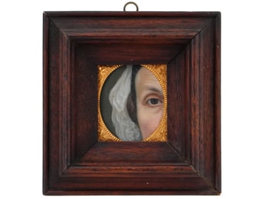 ANTIQUE VICTORIAN PAINTING LOVERS EYE IN WEDDING SHAWL
