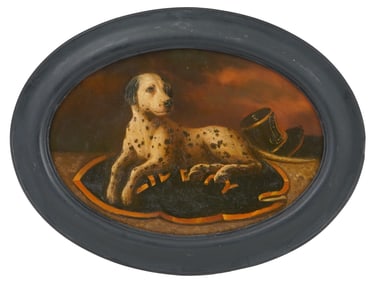 AMERICAN SCHOOL FIREHOUSE DOG PORTRAIT PAINTING