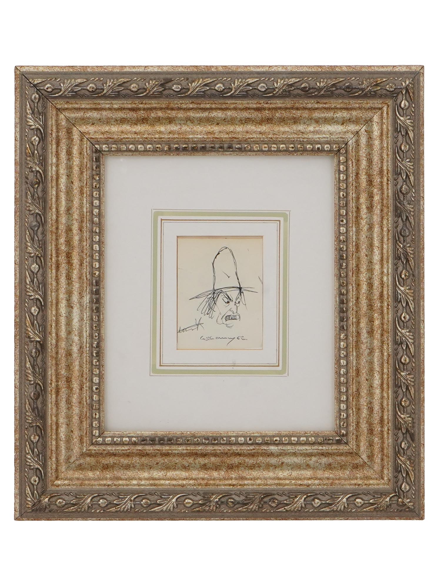 PORTRAIT PEN PAINTING SIGNED LAURENCE STEPHEN LOWRY (1 of 4)