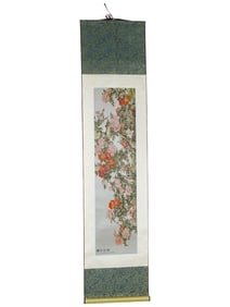 CHINESE MIXED MEDIA PAINTING ON SILK SCROLL SIGNED