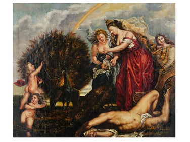 AFTER PETER PAUL RUBENS MYTHOLOGICAL OIL PAINTING