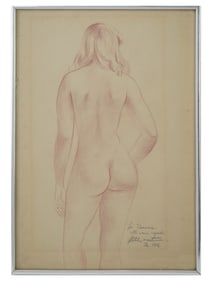 AMERICAN NUDE PENCIL PAINTING BY FLETCHER MARTIN
