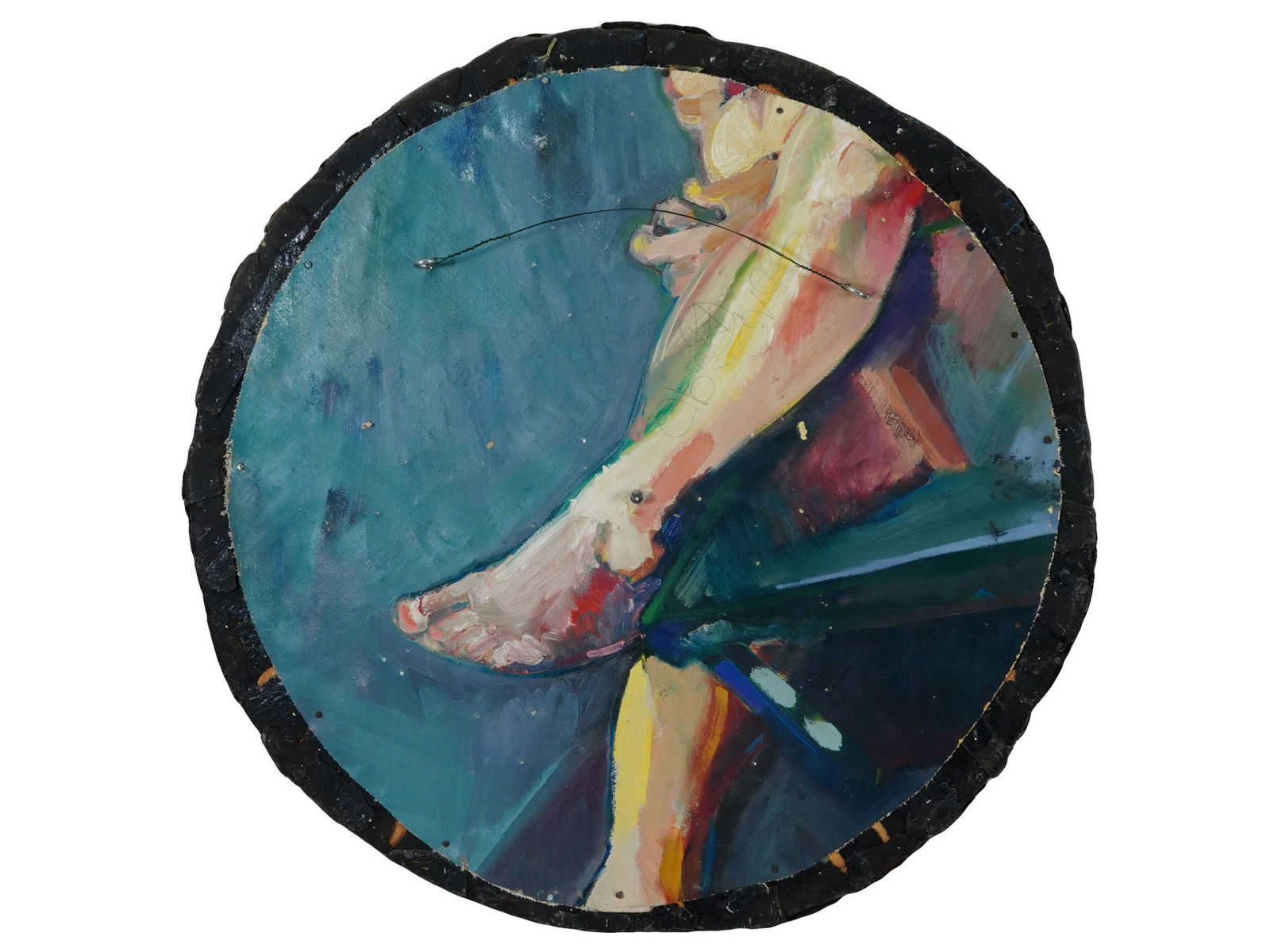 SONO OSATO CONTEMPORARY AMERICAN TREE BARK ARTWORK: Mixed media artwork by Sono Osato, born 1960, a contemporary American artist known for her interest in found objects. This lot represents a circle composed of tree bark pieces. The backside features a