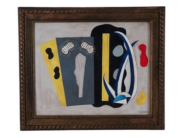 ABSTRACT FRENCH OIL PAINTING AFTER FERNAND LEGER