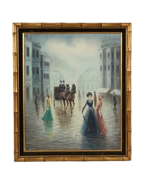 FRENCH STREET SCENE OIL PAINTING SIGNED BY REINHARDT
