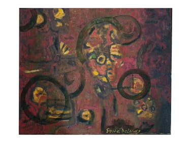 ATTR TO SONIA DELAUNAY FRENCH ABSTRACT OIL PAINTING