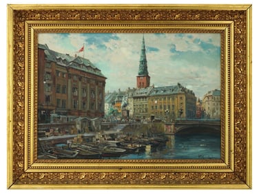 CITYSCAPE OIL PAINTING BY WLADYSLAW CHMIELINSKI
