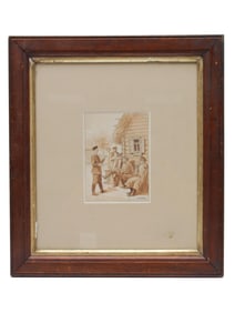 RUSSIAN PEN AND INK PAINTING ON PAPER BY SAFONOV