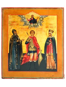 ANTIQUE 19TH C RUSSIAN ICON OF SAINT DEMETRIUS