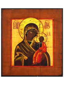 ANTIQUE 19TH C RUSSIAN ICON OUR LADY OF IVERON