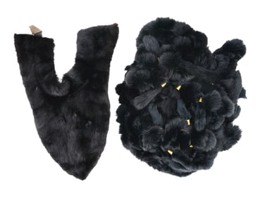 LOT OF TWO BLACK MINK FUR SHAWL WRAPS