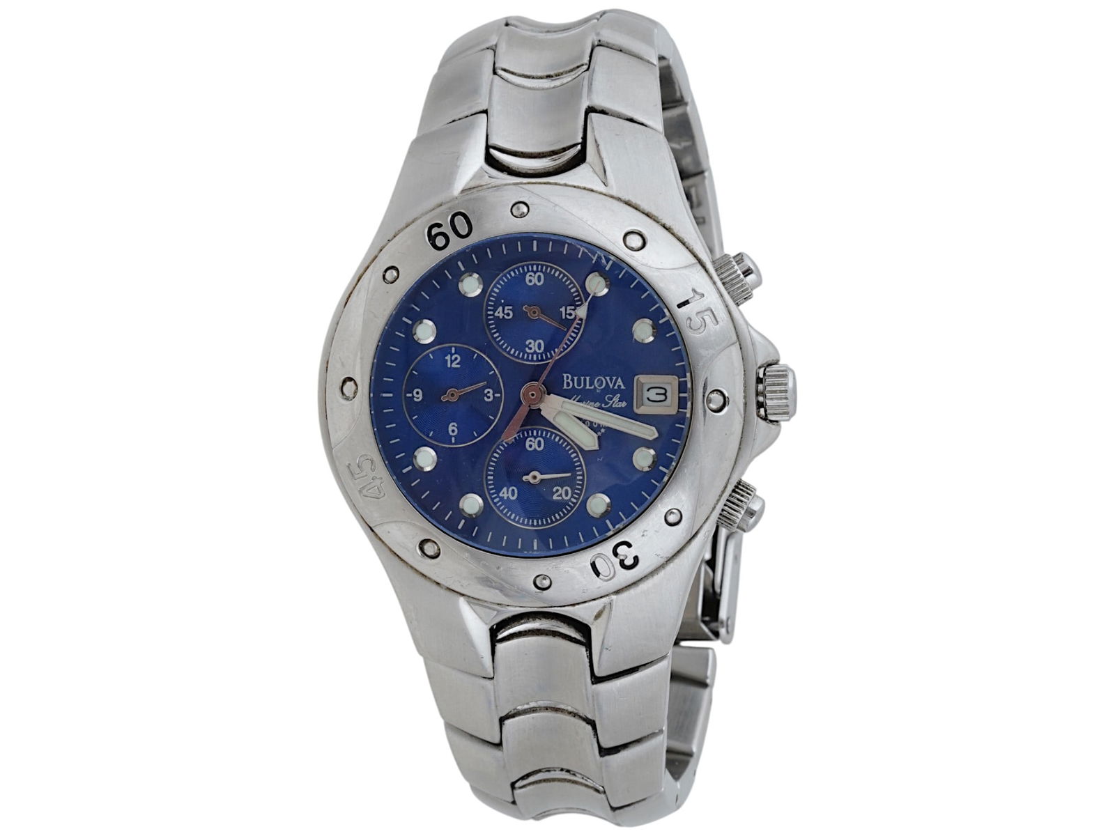 BULOVA MARINE STAR STEEL CHRONOGRAPH WRISTWATCH (1 of 4)