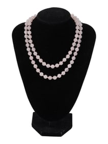 VINTAGE ROSE QUARTZ BEAD NECKLACE