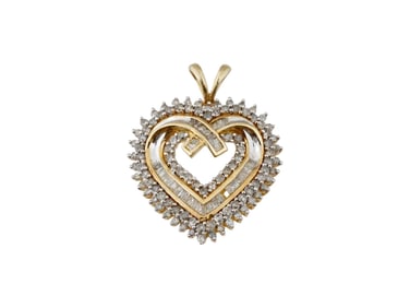 10K GOLD AND DIAMONDS OPEN HEART PENDANT