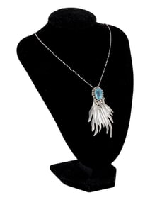 STERLING SILVER WITH TOPAZ BROOCH PENDANT NECKLACE