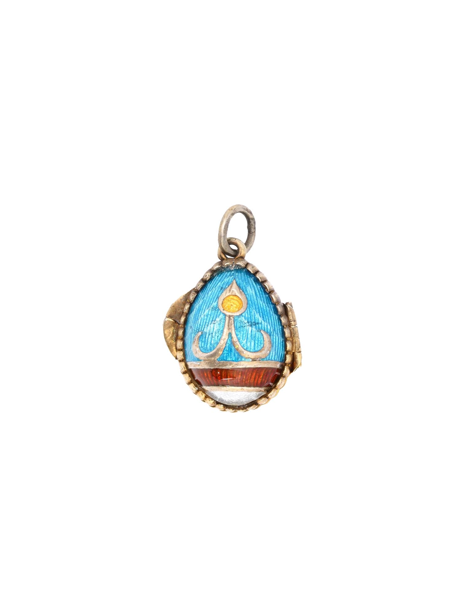 RUSSIAN GILT SILVER ENAMEL EASTER EGG LOCKET PENDANT (1 of 7)