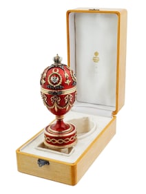 RUSSIAN 56 GOLD ENAMEL DIAMONDS PRESENTATION EGG