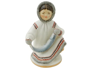 RUSSIAN SOVIET LFZ HAND PAINTED PORCELAIN FIGURINE