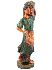 LARGE RUSSIAN SOVIET GLAZED CERAMIC FEMALE FIGURE
