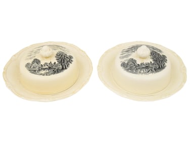 ENGLISH GRINDLEY CERAMIC BUTTER OR CHEESE DISHES