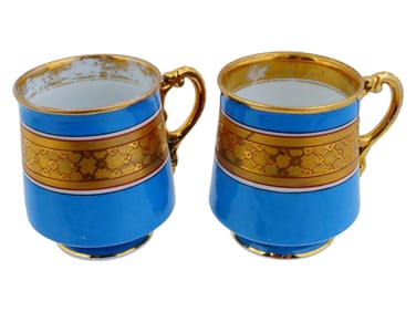 ANTIQUE RUSSIAN GARDNER BLUE PORCELAIN TEA CUPS