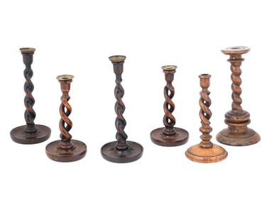 EARLY 20TH C ENGLISH BARLEY TWIST CANDLESTICKS