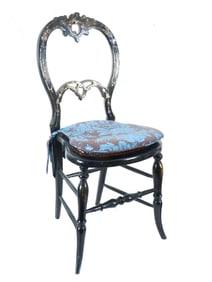 ROCOCO STYLE MOTHER OF PEARL INLAID EBONIZED CHAIR