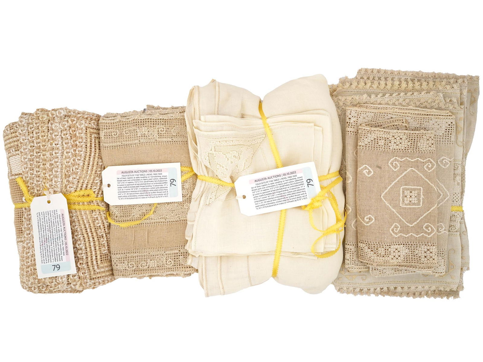 4 SETS OF ANTIQUE TABLE NEEDLEWORK AND TEXTILE LINENS (1 of 5)