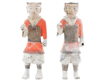 PAIR OF ANCIENT CHINESE HAN DYNASTY TERRACOTTA WARRIORS