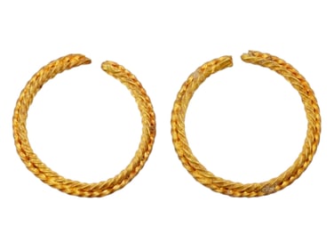 PAIR OF ANCIENT ROMAN 24K GOLD JEWELRY EARRINGS